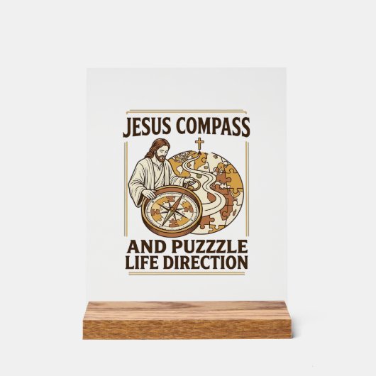 Jesus Kompas En Puzzel Levensrichting Jezus Comp Acryl Bord (Voorkant)