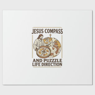 Jesus Kompas En Puzzel Levensrichting Jezus Comp Cadeaupapier