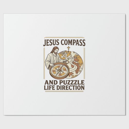 Jesus Kompas En Puzzel Levensrichting Jezus Comp Cadeaupapier (Vlak)