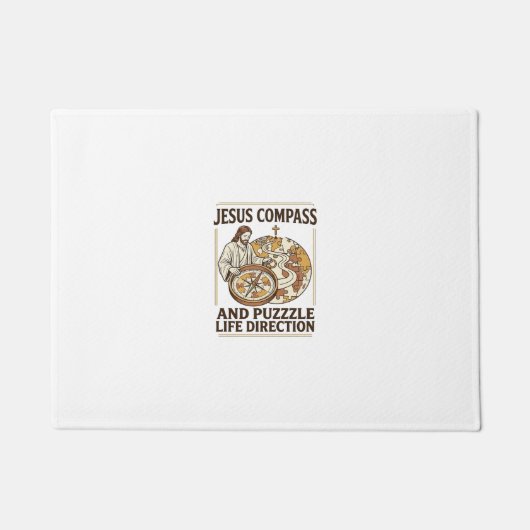 Jesus Kompas En Puzzel Levensrichting Jezus Comp Deurmat (Voorkant)