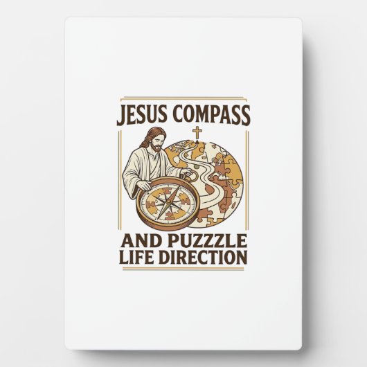Jesus Kompas En Puzzel Levensrichting Jezus Comp Fotoplaat (voorkant)