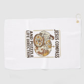 Jesus Kompas En Puzzel Levensrichting Jezus Comp Golfhanddoek (Horizontaal)