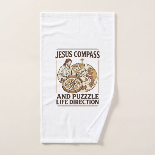 Jesus Kompas En Puzzel Levensrichting Jezus Comp Handdoek (Handdoek)