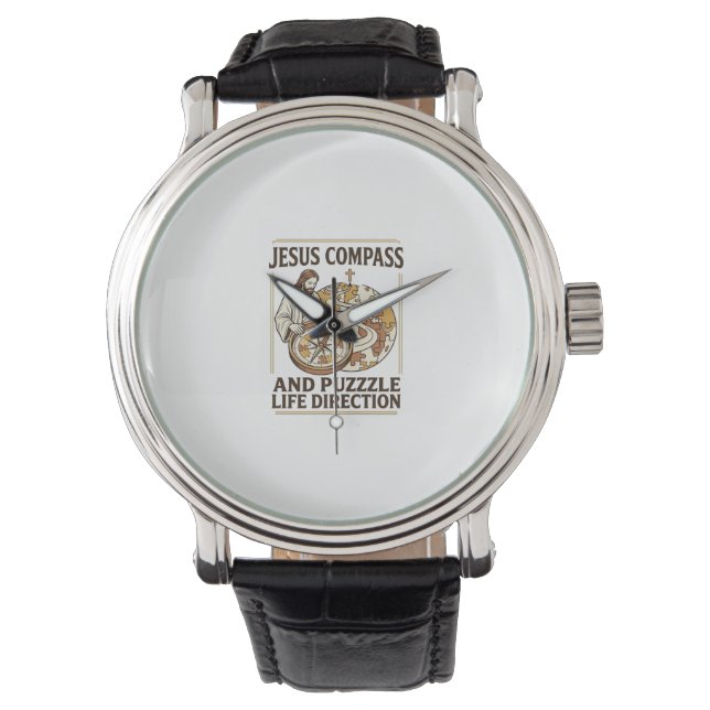 Jesus Kompas En Puzzel Levensrichting Jezus Comp Horloge (Voorkant)