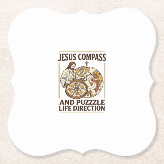 Jesus Kompas En Puzzel Levensrichting Jezus Comp Kartonnen Onderzetters (Voorkant)