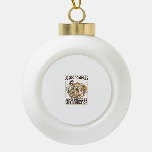 Jesus Kompas En Puzzel Levensrichting Jezus Comp Keramische Bal Ornament (Voorkant)