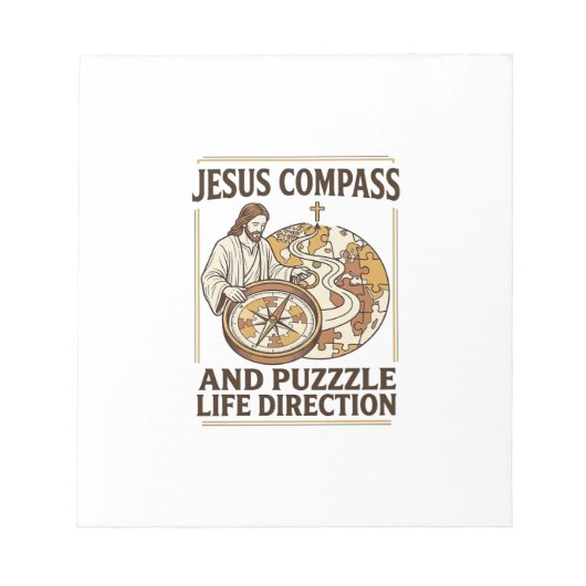 Jesus Kompas En Puzzel Levensrichting Jezus Comp Notitieblok (Voorkant)