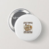 Jesus Kompas En Puzzel Levensrichting Jezus Comp Ronde Button 5,7 Cm (Voorkant /achterkant)