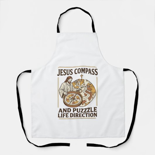 Jesus Kompas En Puzzel Levensrichting Jezus Comp Schort (Voorkant)