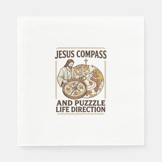 Jesus Kompas En Puzzel Levensrichting Jezus Comp Servet (Voorkant)