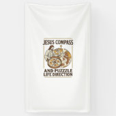 Jesus Kompas En Puzzel Levensrichting Jezus Comp Spandoek (Verticaal)