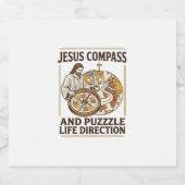 Jesus Kompas En Puzzel Levensrichting Jezus Comp Sparkling Wijnetiket (Enkel label)