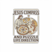 Jesus Kompas En Puzzel Levensrichting Jezus Comp Sticker (Voorkant)