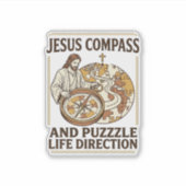 Jesus Kompas En Puzzel Levensrichting Jezus Comp Sticker (Voorkant)