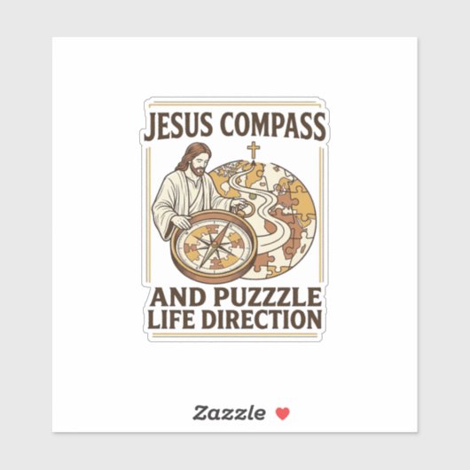 Jesus Kompas En Puzzel Levensrichting Jezus Comp Sticker (Vel)