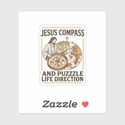 Jesus Kompas En Puzzel Levensrichting Jezus Comp Sticker (Vel)