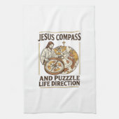 Jesus Kompas En Puzzel Levensrichting Jezus Comp Theedoek (Verticaal)
