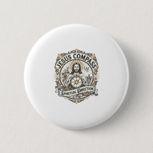 Jesus Kompas Spirituele Richting Jezus Kompas Sp Ronde Button 5,7 Cm