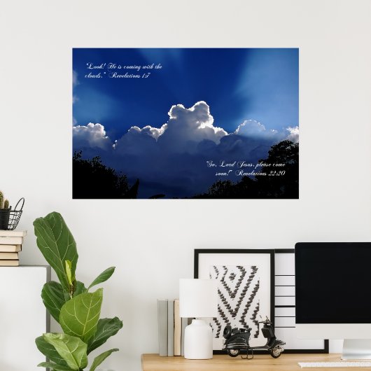 Jesus komt in de wolken Inspiratieposter Poster (Thuiskantoor)
