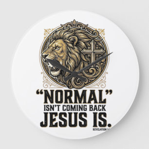 Jesus Komt Terug Leeuw Kruis Christelijk T-shirt Grote Klok