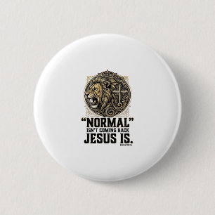 Jesus Komt Terug Leeuw Kruis Christelijk T-shirt Ronde Button 5,7 Cm