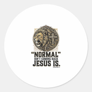 Jesus Komt Terug Leeuw Kruis Christelijk T-shirt Ronde Sticker