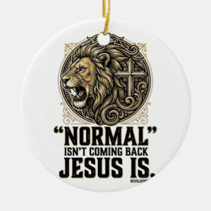 Jesus Komt Terug Leeuwkruis Christelijk T-shirt Keramisch Ornament
