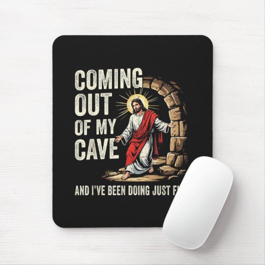 Jesus komt uit mijn grot muismat (Met muis)
