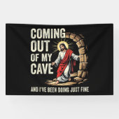 Jesus komt uit mijn grot spandoek (Horizontaal)