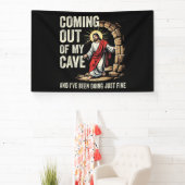 Jesus komt uit mijn grot spandoek (Insitu)