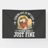Jesus komt uit mijn grot spandoek (Horizontaal)
