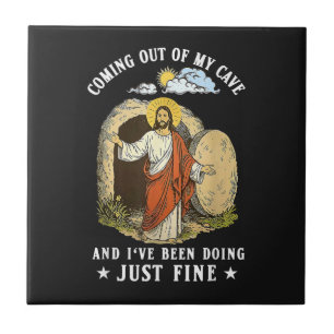 Jesus komt uit mijn grot tegeltje