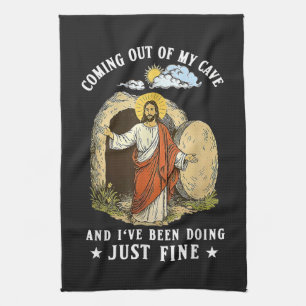 Jesus komt uit mijn grot  theedoek