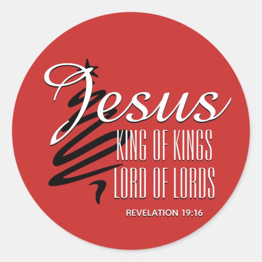 JESUS KONING OF KINGS-Christelijke kerstgeschrift Ronde Sticker (Voorkant)