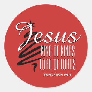 JESUS KONING OF KINGS-Christelijke kerstgeschrift Ronde Sticker