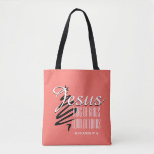 JESUS KONING VAN KINGS-Christelijk kerstkoraal Tote Bag