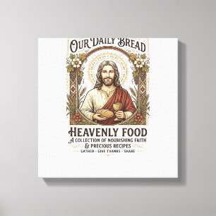 Jesus Kookboek Receptkaart Esthetisch Vintage T-sh Canvas Afdruk