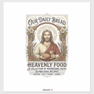 Jesus Kookboek Receptkaart Esthetisch Vintage T-sh Sticker
