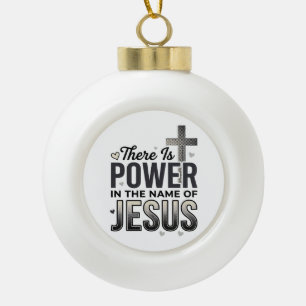 Jesus Kracht Religieus Vintage Typografie T-shirt Keramische Bal Ornament