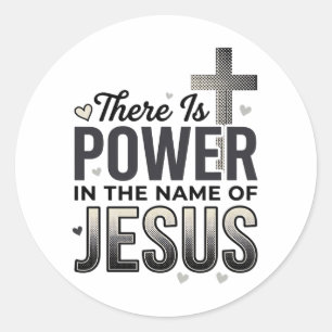 Jesus Kracht Religieus Vintage Typografie T-shirt Ronde Sticker