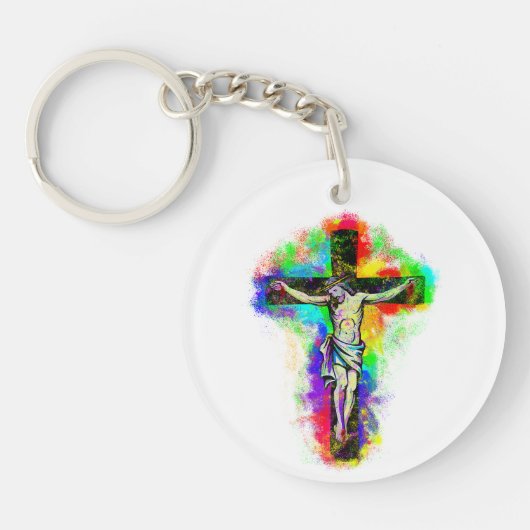 Jesus Kreuz Bunt Sleutelhanger (Voorkant)