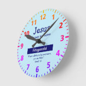 JESUS KRIJGT MIJN NAAM GESTELDE Blauwe Gepersonali Ronde Klok (Hoek)