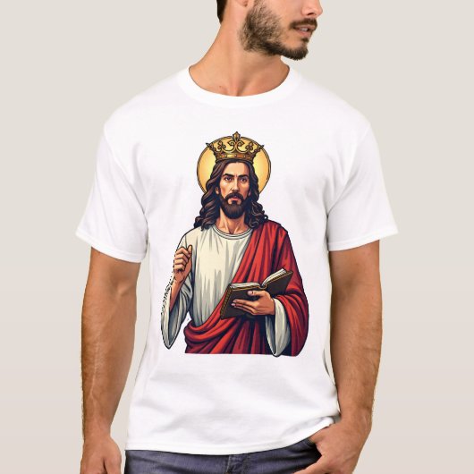 Jesus Kroon Scroll Vintage Gravure Shirt 2 (Voorkant)