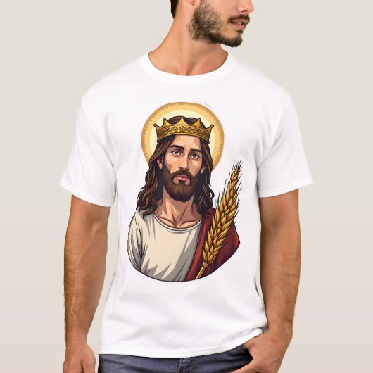 Jesus Kroon Tarwe Vintage Gravure Shirt (Voorkant)