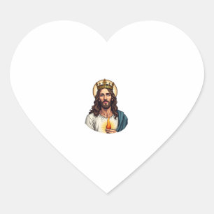 Jesus Kroon Vlam Vintage Gravure Shirt 2 Hart Sticker