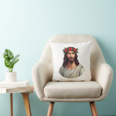 Jesus Kroont Roos Vintage Gravure Shirt 2 Kussen (Stoel)