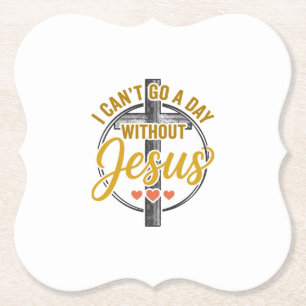 Jesus Kruis Christelijke Typografie Shirt Ontwerp_ Kartonnen Onderzetters