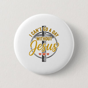 Jesus Kruis Christelijke Typografie Shirt Ontwerp_ Ronde Button 5,7 Cm