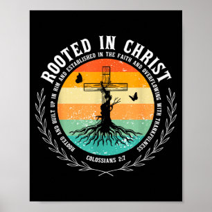 Jesus Kruis Gebed Bijbelvers Christelijk Geworteld Poster