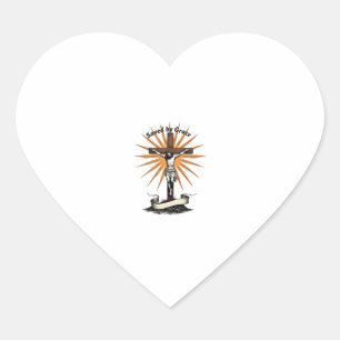 Jesus Kruis Geloof Vintage Gravure Christelijk T-s Hart Sticker